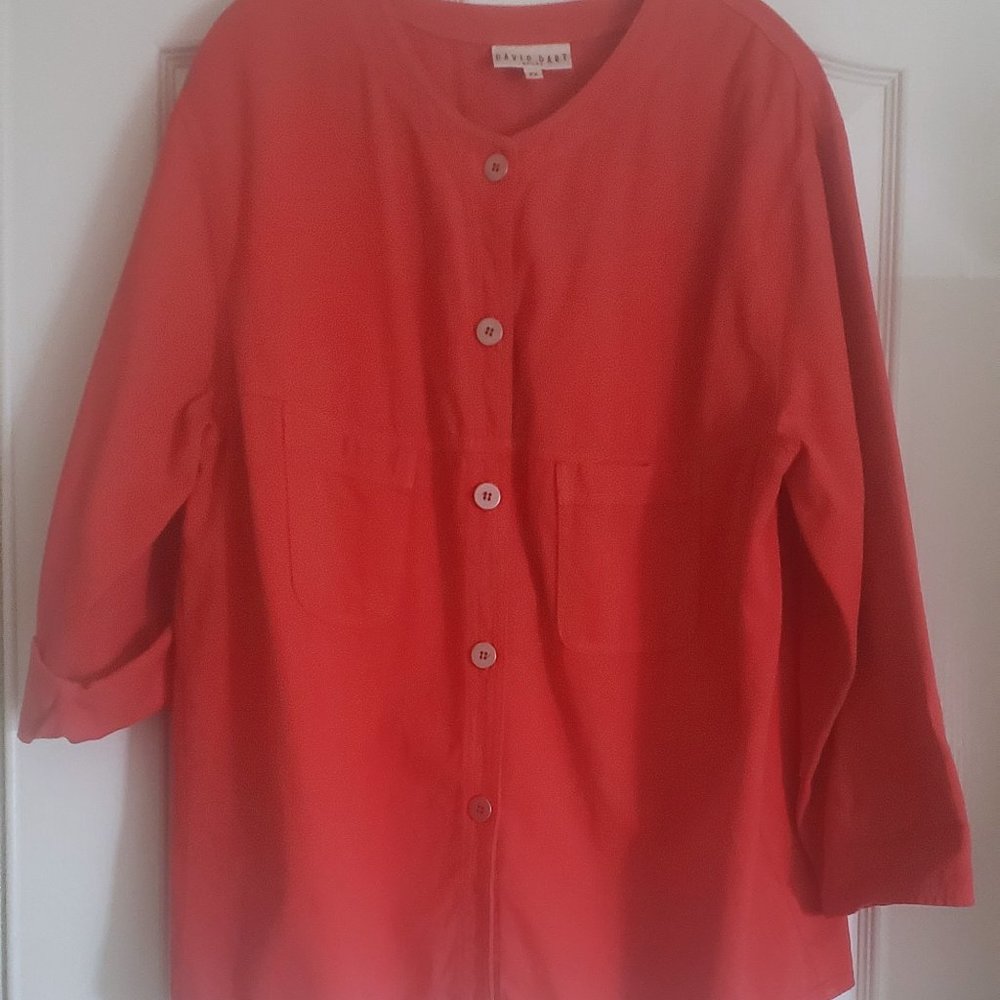 David Dart Sport Jacket Shirt Shacket 2X Red Button Up 2 Pocket